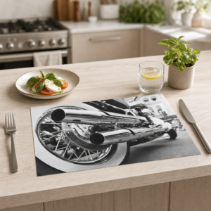 Motorrad – Chromauspuff schwarzweiß - Tischset Papier – Bild 2