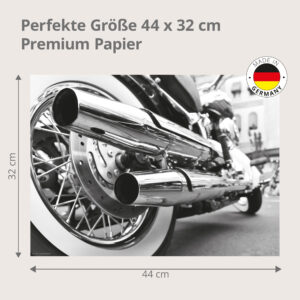 Motorrad – Chromauspuff schwarzweiß - Tischset Papier – Bild 3