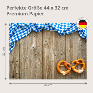 Brezel – Laugenbrezel auf bayerischer Tischdecke - Tischset Papier – Bild 3