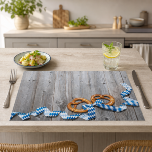 Bayerisch - Brezel im blau-weißem Band - Tischset Papier – Bild 2
