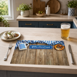 Oktoberfest – Schild mit Bierkrug und Brezel - Tischset Papier – Bild 2