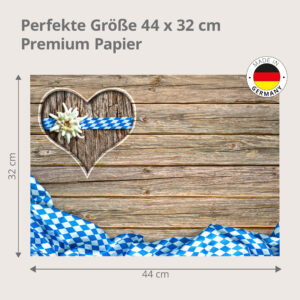 Bayerisch - Herz mit Edelweiß auf Holz – Papiertischsets Großpackung – Bild 3