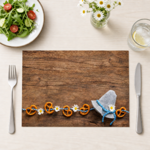 Bayerisch - Brezeln, Hut mit Edelweiß – Papiertischsets Großpackung – Bild 1