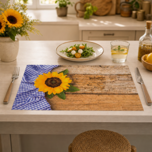 Bayerisch - Sonnenblume Tischdecke auf Holztisch - Tischset Papier – Bild 2