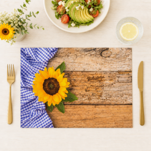 Bayerisch - Sonnenblume Tischdecke auf Holztisch - Tischset Papier – Bild 1
