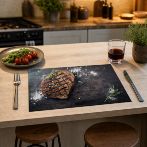 Steak - Rosmarin, Salz auf Schieferplatte - Tischset Papier – Bild 2