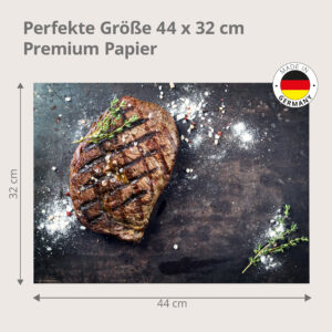Steak - Rosmarin, Salz auf Schieferplatte - Tischset Papier – Bild 3