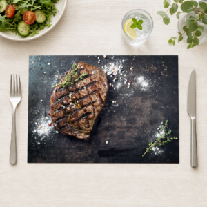 Steak - Rosmarin, Salz auf Schieferplatte - Tischset Papier – Bild 1
