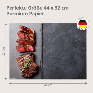 Steak – Scheiben mit Rosmarin auf Schiefertafel - Tischset Papier – Bild 3
