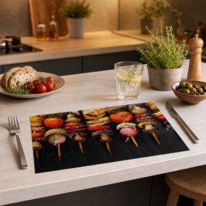 Schaschlikspieße - auf Schieferplatte - Tischset Papier – Bild 2
