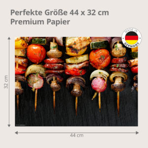 Schaschlikspieße - auf Schieferplatte - Tischset Papier – Bild 3