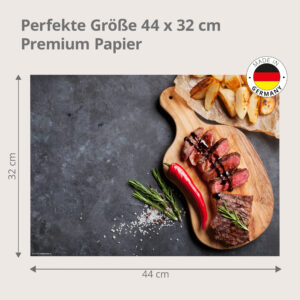 Steak – serviert mit Chili und Beilagen - Tischset Papier – Bild 3