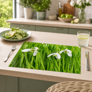 Schneeglöckchen – Frühlingsblüher im Morgentau - Tischset Papier – Bild 2