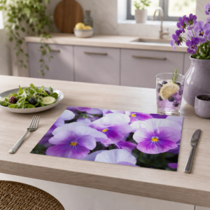 Stiefmütterchen – Viola-Veilchen weiß, lila - Tischset Papier – Bild 2