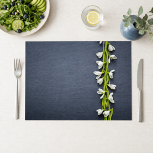 Schneeglöckchen – elegante Reihe auf Schiefer – Papiertischsets Großpackung – Bild 1