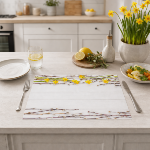 Narzissen – Frühlingsblumen mit Weidenzweigen - Tischset Papier – Bild 2