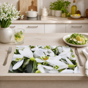 Schneeglöckchen – Großaufnahme zarter Blüten - Tischset Papier – Bild 2