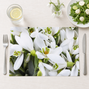Schneeglöckchen – Großaufnahme zarter Blüten - Tischset Papier – Bild 1