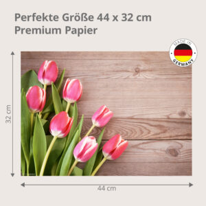 Rosa Tulpen – Romantischer Strauß auf Holz – Papiertischsets Großpackung – Bild 3