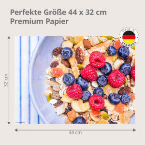 Müsli – buntes Frühstück mit frischen Beeren - Tischset Papier – Bild 3