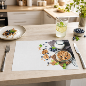 Müsli - Frühstück mit Blaubeeren und Milch - Tischset Papier – Bild 2