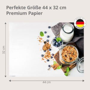 Müsli - Frühstück mit Blaubeeren und Milch - Tischset Papier – Bild 3