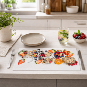 Müsli-Brunch – Frühstückstablett mit Früchten - Tischset Papier – Bild 2