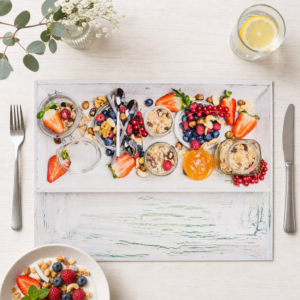 Müsli-Brunch – Frühstückstablett mit Früchten - Tischset Papier – Bild 1