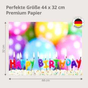 Happy Birthday – bunte Kerzen auf Kuchen - Tischset Papier – Bild 3