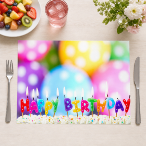 Happy Birthday – bunte Kerzen auf Kuchen - Tischset Papier – Bild 1