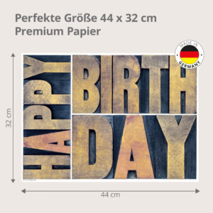 Happy Birthday – elegante Holztype-Typografie - Tischset Papier – Bild 3