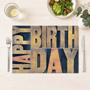 Happy Birthday – elegante Holztype-Typografie - Tischset Papier – Bild 1