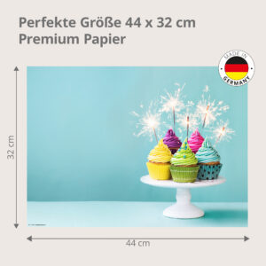 Cupcakes – bunte Törtchen mit Wunderkerzen - Tischset Papier – Bild 3