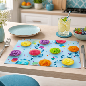 Cupcakes – bunte Partytörtchen mit Konfetti - Tischset Papier – Bild 2