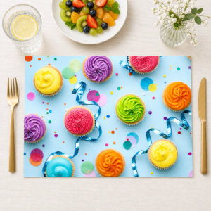 Cupcakes – bunte Partytörtchen mit Konfetti - Tischset Papier – Bild 1