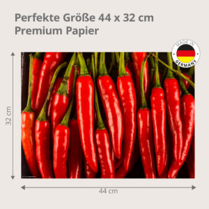 Chili – Rote Chilischoten in scharfer Formation - Tischset Papier – Bild 3