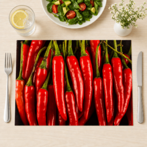 Chili – Rote Chilischoten in scharfer Formation - Tischset Papier – Bild 1