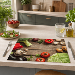 Gemüse-Allerlei – frisches Gemüse auf Holzplatte - Tischset Papier – Bild 2