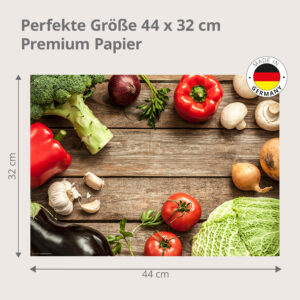 Gemüse-Allerlei – frisches Gemüse auf Holzplatte - Tischset Papier – Bild 3