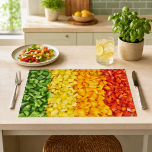 Paprika-Regenbogen – farbige Würfel in Reihen - Tischset Papier – Bild 2