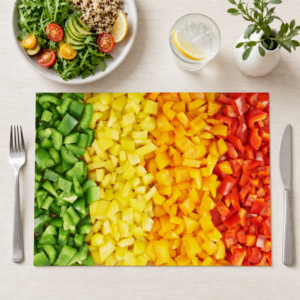 Paprika-Regenbogen – farbige Würfel in Reihen - Tischset Papier – Bild 1
