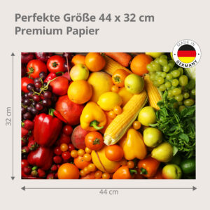 Ernte-Regenbogen – Obst und Gemüse farblich sortiert - Tischset Papier – Bild 3