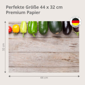 Gemüse-Reihe – Gemüsesorten auf Holztisch - Tischset Papier – Bild 3
