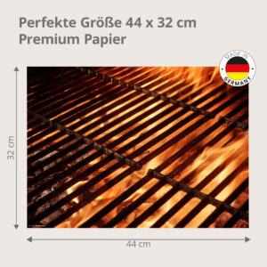 Grillen – glühende Flammen unter dem Rost - Tischset Papier – Bild 3