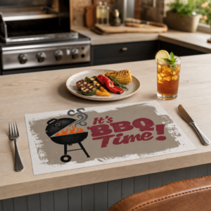BBQ Time – Vintage-Illustration Kugelgrill - Tischset Papier – Bild 2
