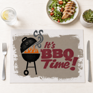 BBQ Time – Vintage-Illustration Kugelgrill - Tischset Papier – Bild 1