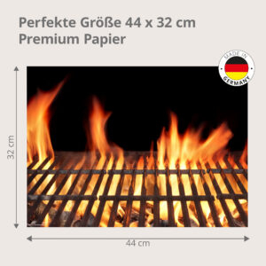 Flammen-Rost – Grillrost im Feuer - Tischset Papier – Bild 3