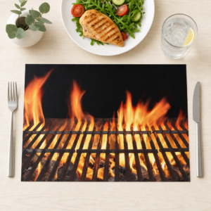 Flammen-Rost – Grillrost im Feuer - Tischset Papier – Bild 1