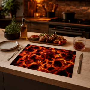 Grillen – glutrote Kohlen - Tischset Papier – Bild 2