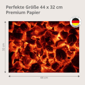 Grillen – glutrote Kohlen - Tischset Papier – Bild 3